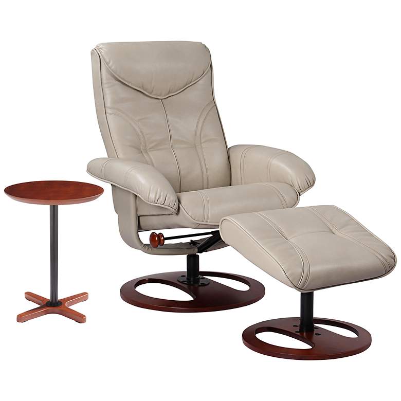 Image 1 Newport Taupe and Natural Wood 2-Piece Recliner and Table Set