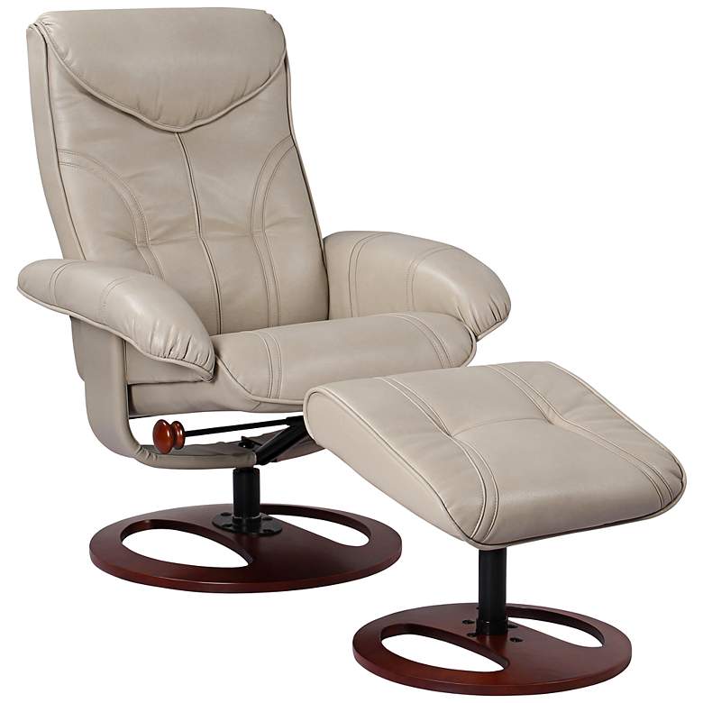 Image 2 Newport Taupe and Natural Wood 2-Piece Recliner and Table Set more views