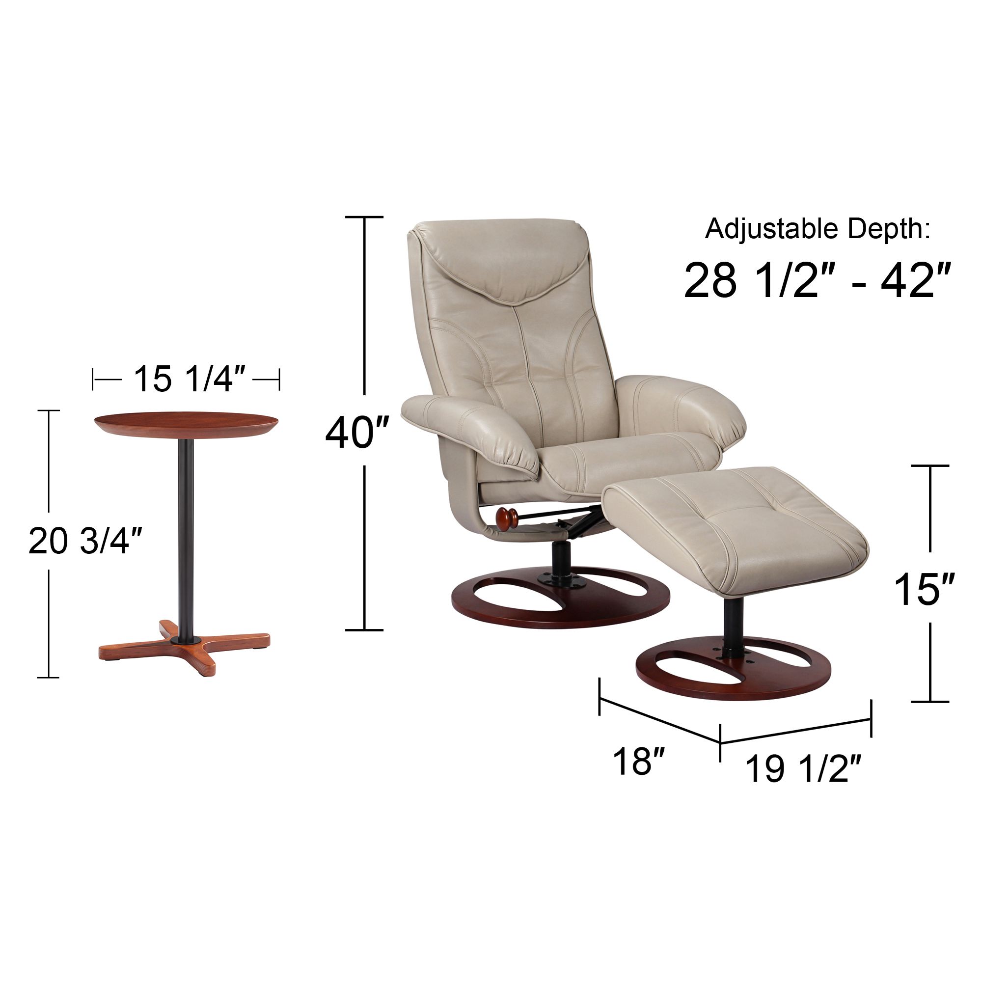 Newport Taupe and Natural Wood 2-Piece Recliner and Table Set