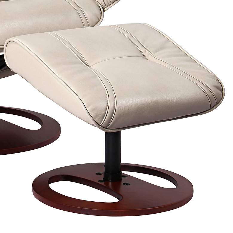 Image 7 Newport Taupe Bonded Leather Swivel Recliners and Ottomans Set of 2 more views