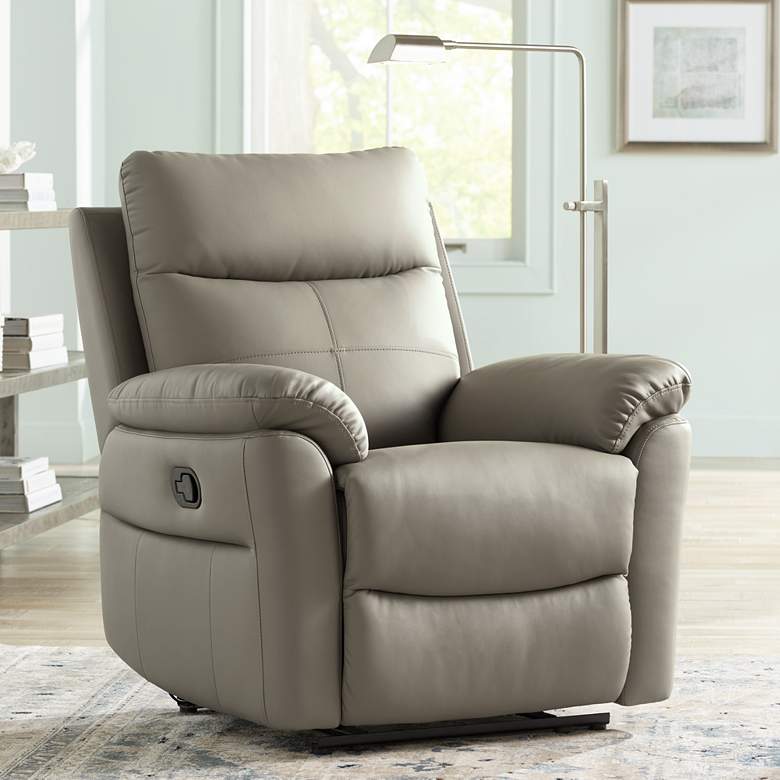 Image 1 Newport Taupe Faux Leather Recliner Chair