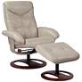Newport Taupe Swivel Recliner and Slanted Ottoman in scene