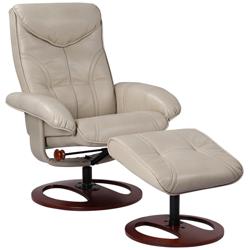 Newport Taupe Swivel Recliner and Slanted Ottoman