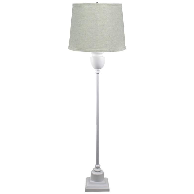 Image 1 Newport White Metal Floor Lamp with Natural Flax Shade
