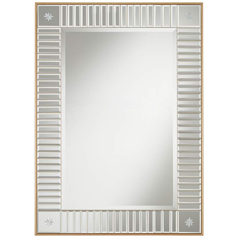 Image 2 Newsalle Antique Gold 28 inch x 40 inch Etched Corner Mirror