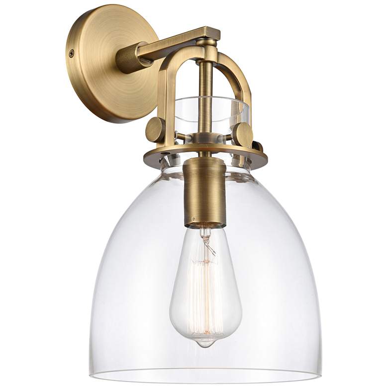 Image 1 Newton 14 1/2 inch High Brushed Brass Dome Glass Wall Sconce