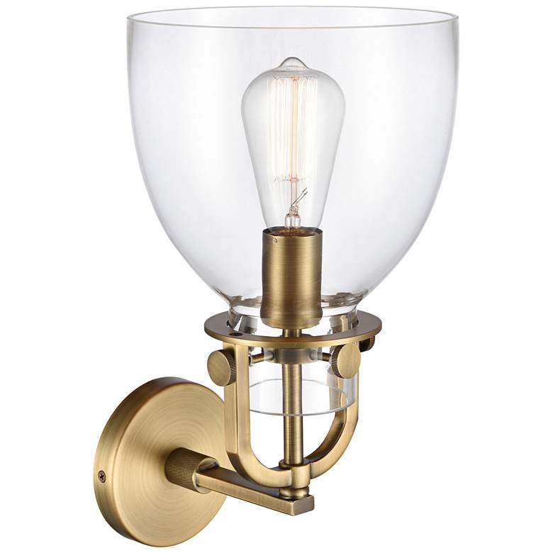 Image 2 Newton 14 1/2 inch High Brushed Brass Dome Glass Wall Sconce more views