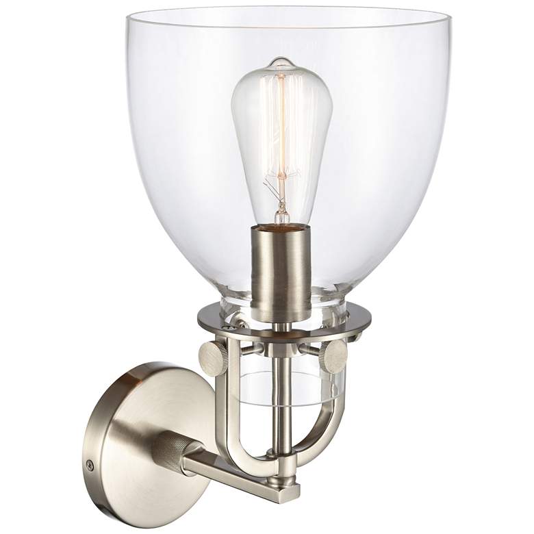 Image 2 Newton 14 1/2 inchH Brushed Satin Nickel Dome Glass Wall Sconce more views