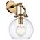 Newton 14" High Brushed Brass Globe Glass Wall Sconce