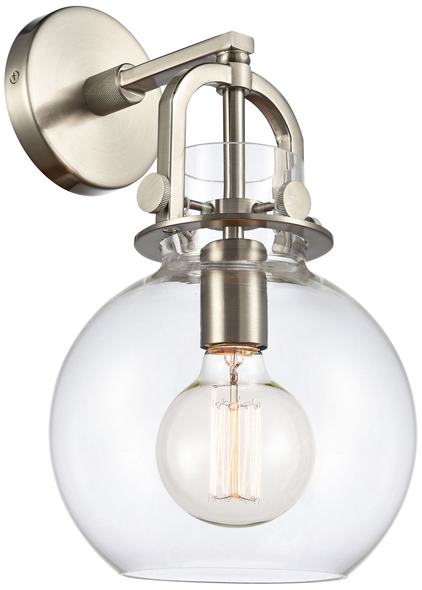 brushed nickel globe sconce