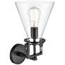 Newton 14" High Matte Black Truncated Cone Glass Wall Sconce