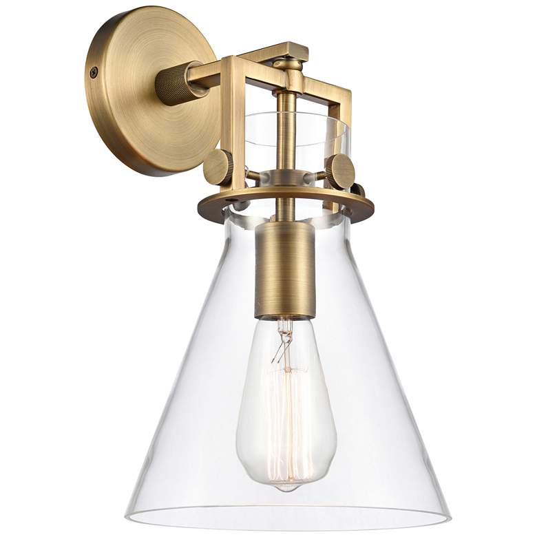 Image 1 Newton 14 inchH Brushed Brass Truncated Cone Glass Wall Sconce