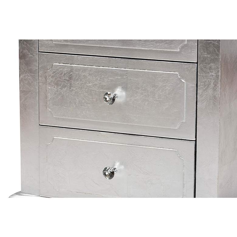 Image 3 Newton 19" Wide Silver Wood 3-Drawer Nightstand more views