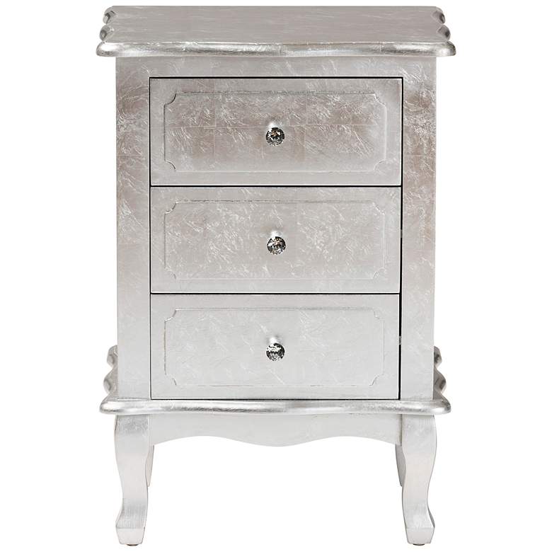 Image 7 Newton 19" Wide Silver Wood 3-Drawer Nightstand more views