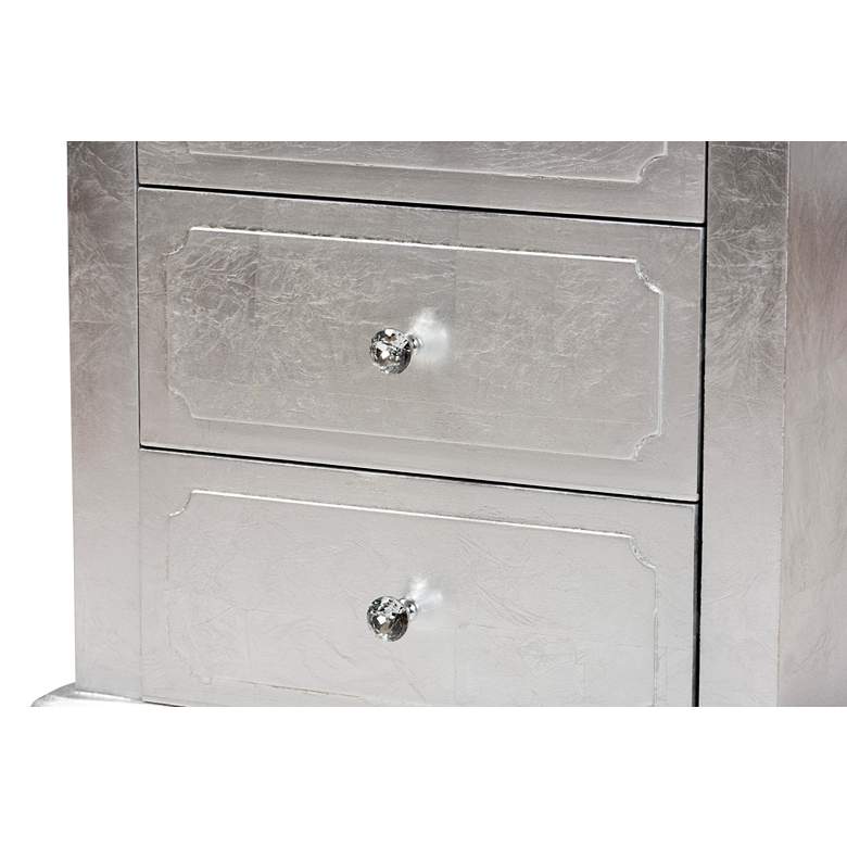Image 2 Newton 19" Wide Silver Wood 3-Drawer Nightstands Set of 2 more views
