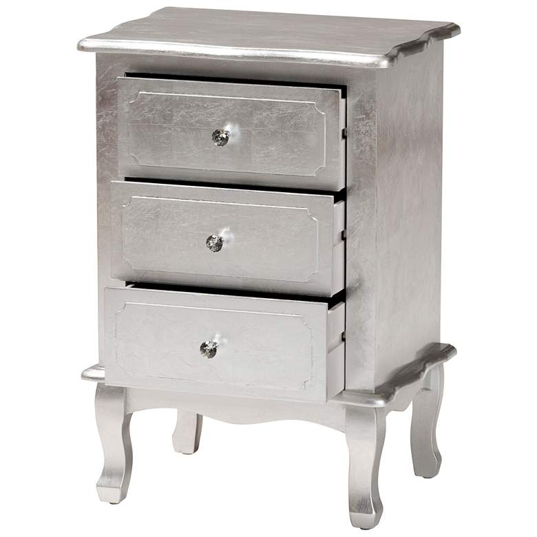 Image 5 Newton 19" Wide Silver Wood 3-Drawer Nightstands Set of 2 more views