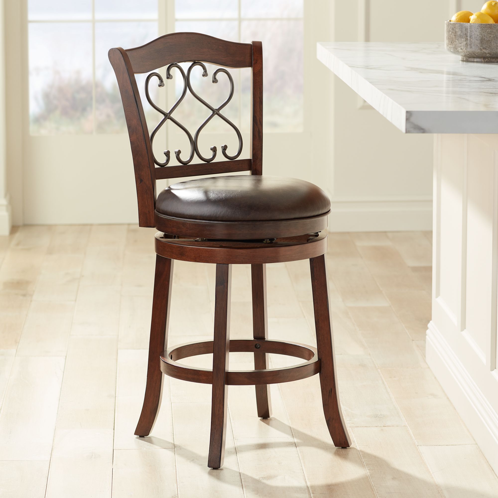 Swivel counter stools discount with backs leather