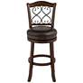 Newton 26" Brown Faux Leather and Wood Swivel Counter Stool