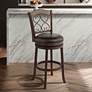 1_Newton 30" Brown Faux Leather and Wood Swivel Bar Stool