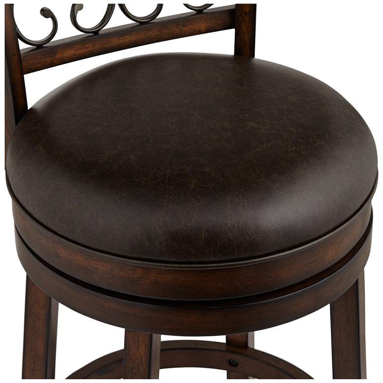 Image 4 Newton 30" Brown Faux Leather and Wood Swivel Bar Stool more views