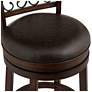 Newton 30" Brown Faux Leather and Wood Swivel Bar Stool