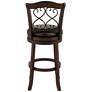 Newton 30" Brown Faux Leather and Wood Swivel Bar Stool