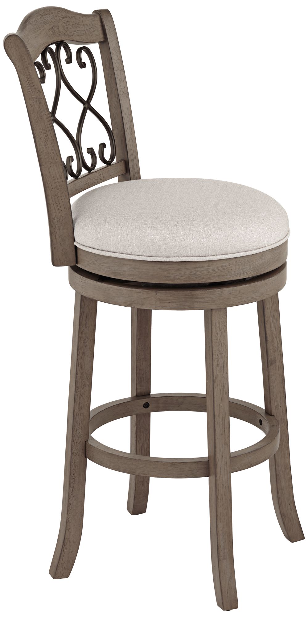 Newton 30" Stonewash Fabric and Wood Swivel Bar Stool
