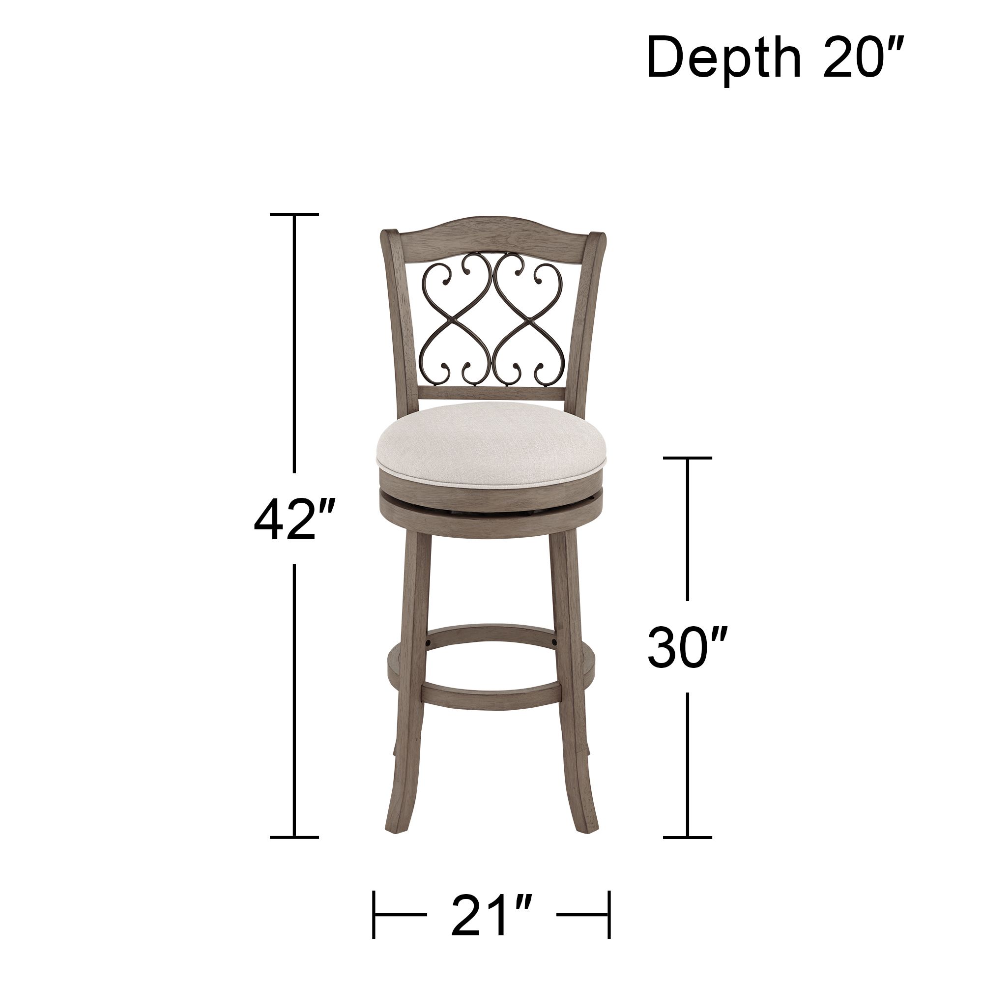 Newton 30" Stonewash Fabric and Wood Swivel Bar Stool