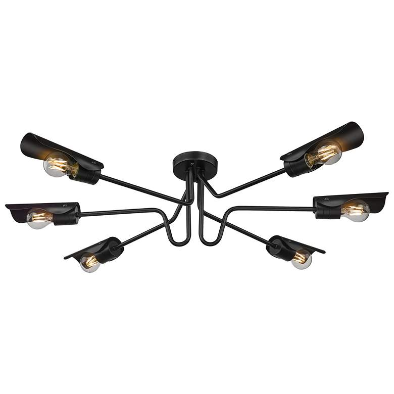 Image 1 Newton 39 5/8" Wide Matte Black 6-Light Semi-Flush