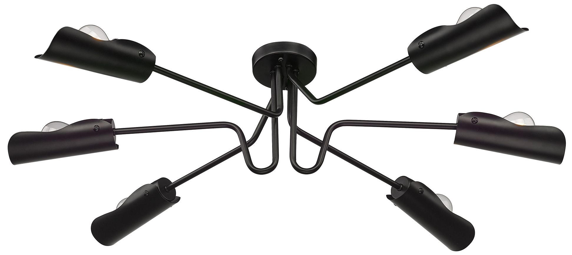 Newton 39 5/8" Wide Matte Black 6-Light Semi-Flush