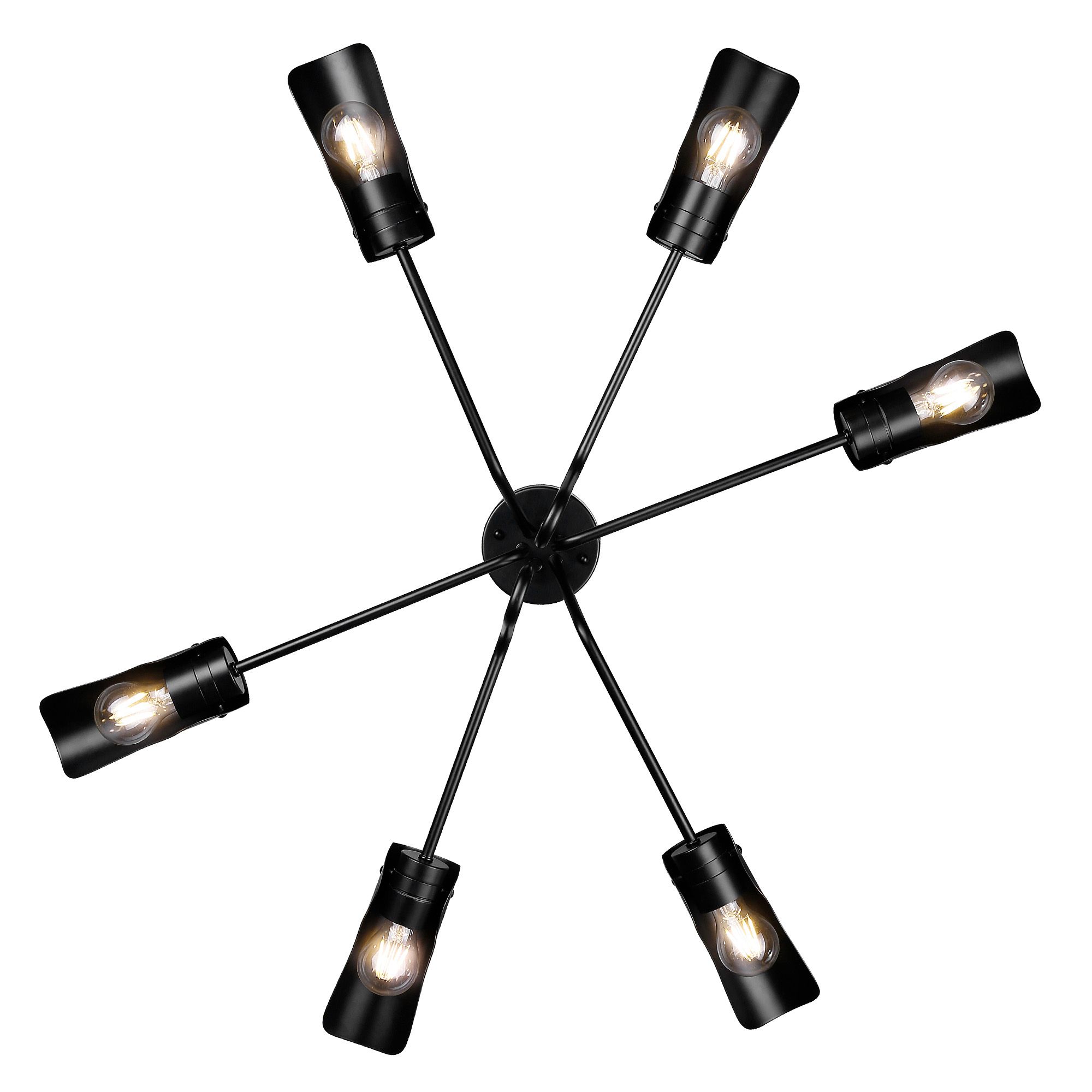 Newton 39 5/8" Wide Matte Black 6-Light Semi-Flush
