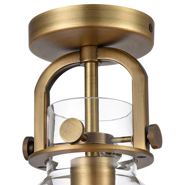 Image 2 Newton 8" Wide Brushed Brass Dome Glass Ceiling Light more views