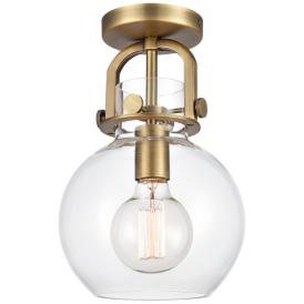 Newton 8" Wide Brushed Brass Globe Glass Ceiling Light Newton 8" Wide Brushed Brass Globe Glass Ceiling Light