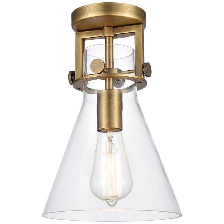 Image 1 Newton 8"W Brushed Brass Truncated Cone Glass Ceiling Light