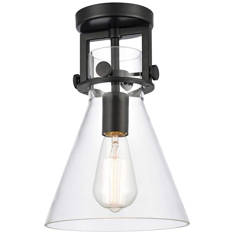 Image 1 Newton 8 inchW Matte Black Truncated Cone Glass Ceiling Light