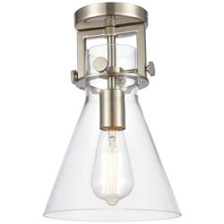Newton 8"W Satin Nickel Truncated Cone Glass Ceiling Light