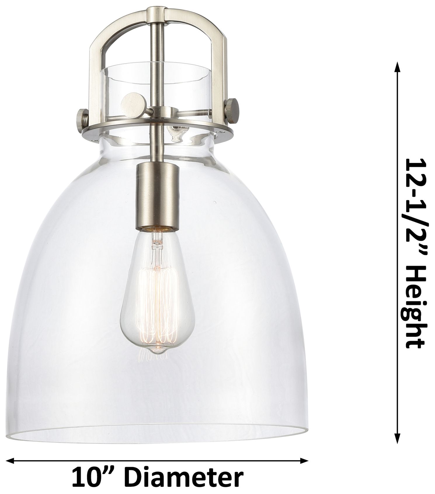 Image 5 Newton Bell 10" Wide Brushed Brass Cord Hung Pendant With Seedy Glass  more views