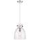 Newton Bell 10" Wide Cord Hung Polished Nickel Pendant With Clear Shad