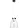 Newton Bell 10" Wide Matte Black Cord Hung Pendant With Clear Glass Sh