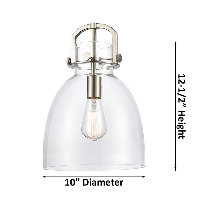 Image 5 Newton Bell 10" Wide Matte Black Cord Hung Pendant With Clear Glass Sh more views