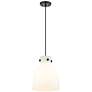 Newton Bell 10" Wide Matte Black Cord Hung Pendant With Matte White Sh