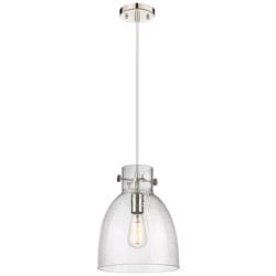 Newton Bell 10&quot; Wide Polished Nickel Cord Hung Pendant With Seedy Shad