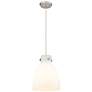 Newton Bell 10" Wide Satin Nickel Cord Hung Pendant With Matte White S