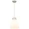 Newton Bell 10" Wide Satin Nickel Cord Hung Pendant With Matte White S