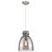 Newton Bell 10" Wide Satin Nickel Cord Hung Pendant With Plated Smoke