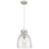 Newton Bell 10" Wide Satin Nickel Cord Hung Pendant With Seedy Glass S