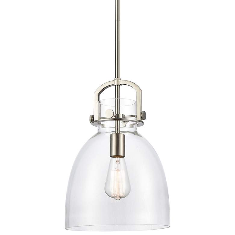 Image 2 Newton Bell 10" Wide Satin Nickel Steel Mini Pendant
