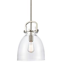 Newton Bell 10" Wide Satin Nickel Steel Mini Pendant