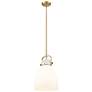 Newton Bell 10" Wide Stem Hung Brushed Brass Pendant With White Shade