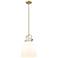 Newton Bell 10" Wide Stem Hung Brushed Brass Pendant With White Shade